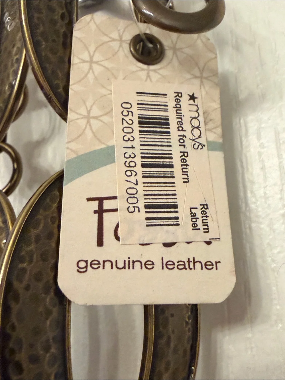 NWT Fossil Hammered Brass Chain Belt.  36” with up to 8” extender